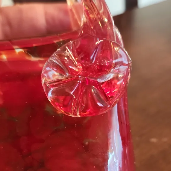 Vintage Murano Style Handblown Art Glass Rosette Purse Vase/Decor - Picture 4 of 10